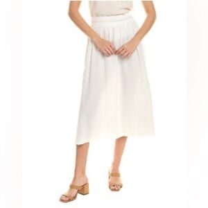 NATION LTD SAFA MIDI SKIRT EUC Sz M Cotton Double Gauze White Skirt